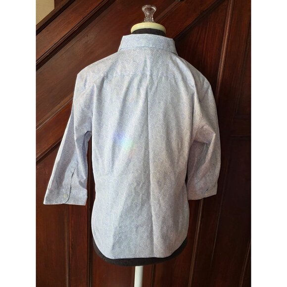 L.L. Bean Womens Wrinkle-Resist Purple Paisley Button-Up Shirt M Petite Cotton - Picture 3 of 7